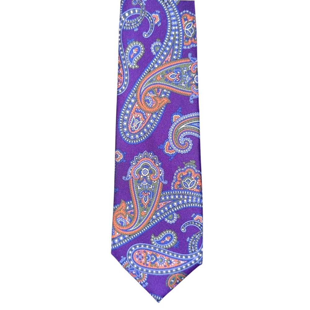 Daniel Cremieux‎ Seven Fold Purple Paisley Silk Neck Tie Limited Edition NWT